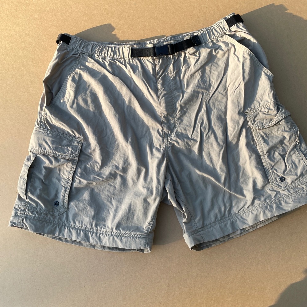 REI Cargo Shorts Mens L Beige Hiking Camping Convertible UPF 50 Nylon Utility